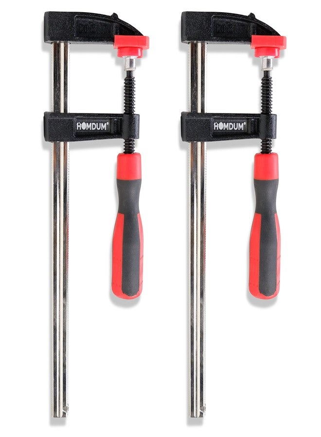 Homdum 8 inch Steel f clamp 200 x 50 mm F Clamp with Rubberized Handle andurface Protection PVC Cover for Better Grip Metal F Clamps for Woodworking Glass and Welding Works Pack OF 2 PC Red - Image 1